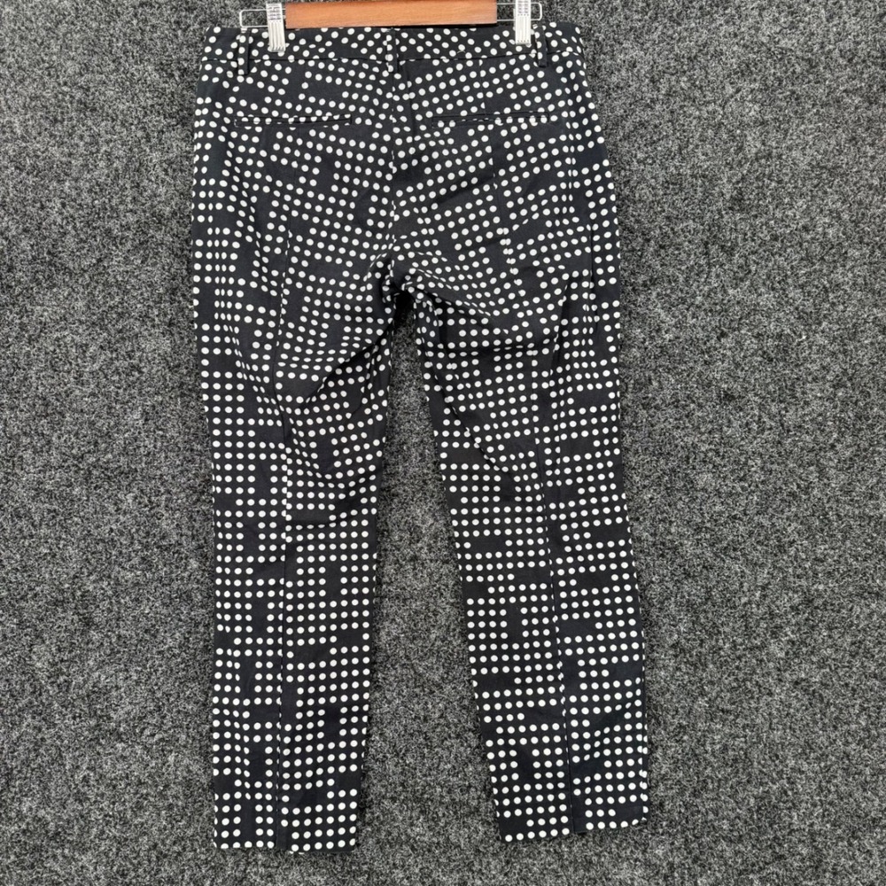 Gap Slim Cropped Pants Womens 8 Black White Polka Dot Geometric Stretch Trousers - Picture 2 of 8
